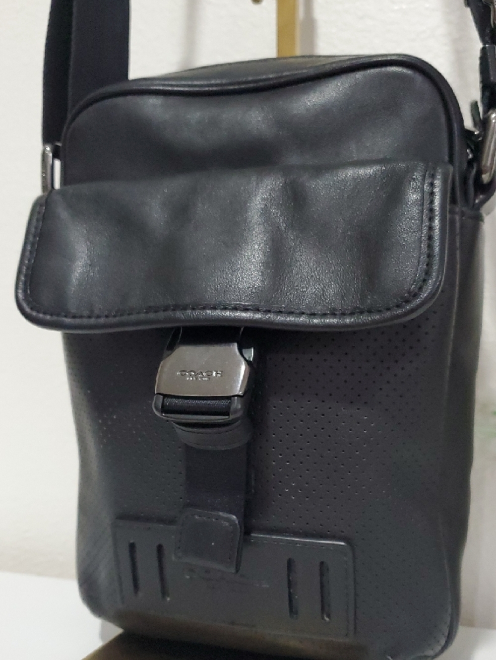 Rare Coach Ranger Shoulder/Crossbody Black Leather Unisex Bag - Picture 4 of 15